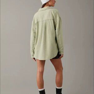 American Eagle NWT S Women's Oversized Fleece & Love Shacket, Dried Sage Small
